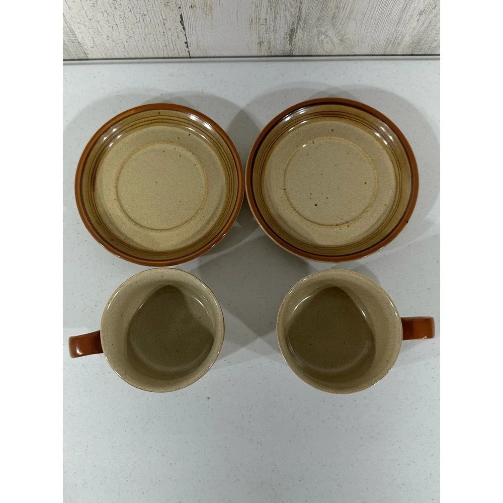 Mikasa Potters Art Ben Seibel Country Oak Cup and Saucer‎ Set of 2 Tan Brown MCM